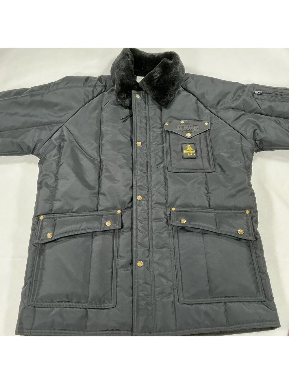 RefrigiWear Iron-Tuff Insulated Work Jacket XL Black Faux Fur Collar Coat